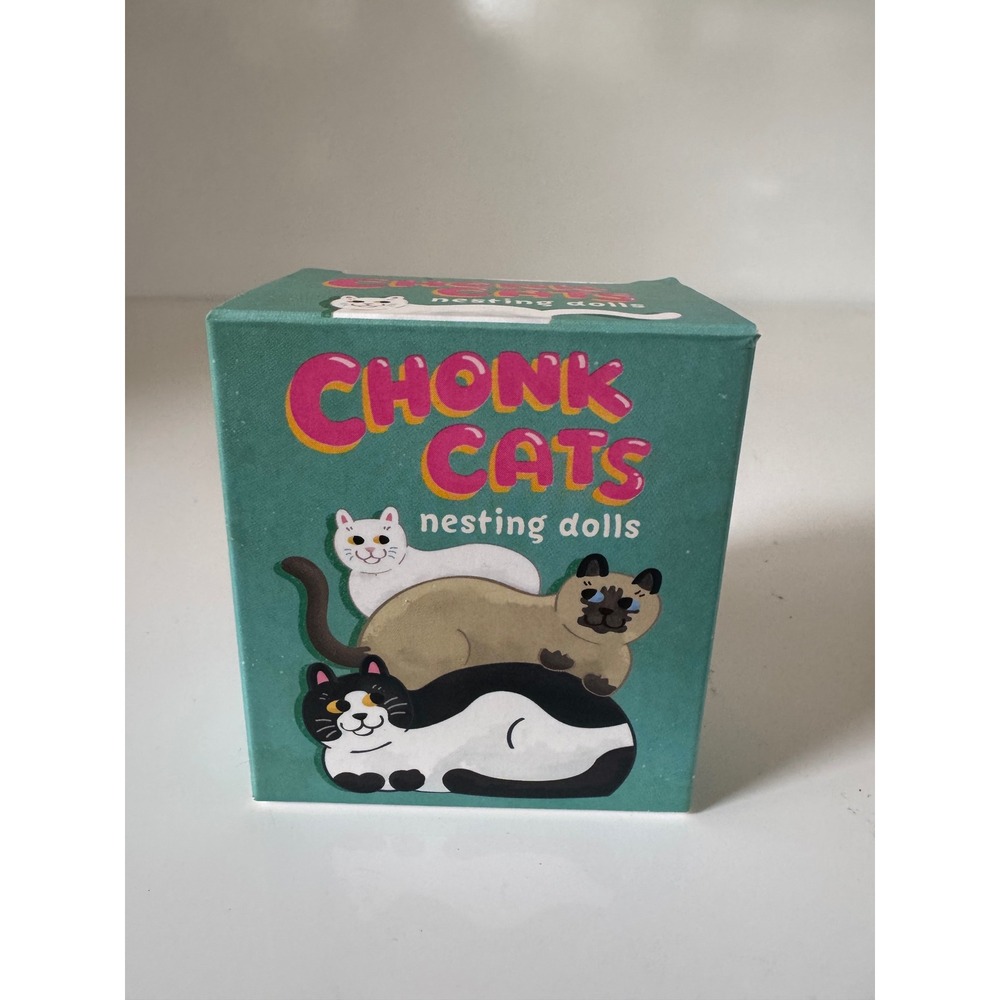 RP Minis Chonk Cats Nesting Dolls Set with Mini Book Tuxedo Siamese White Cat